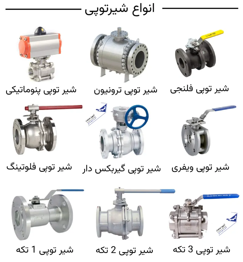 انواع شیر توپی