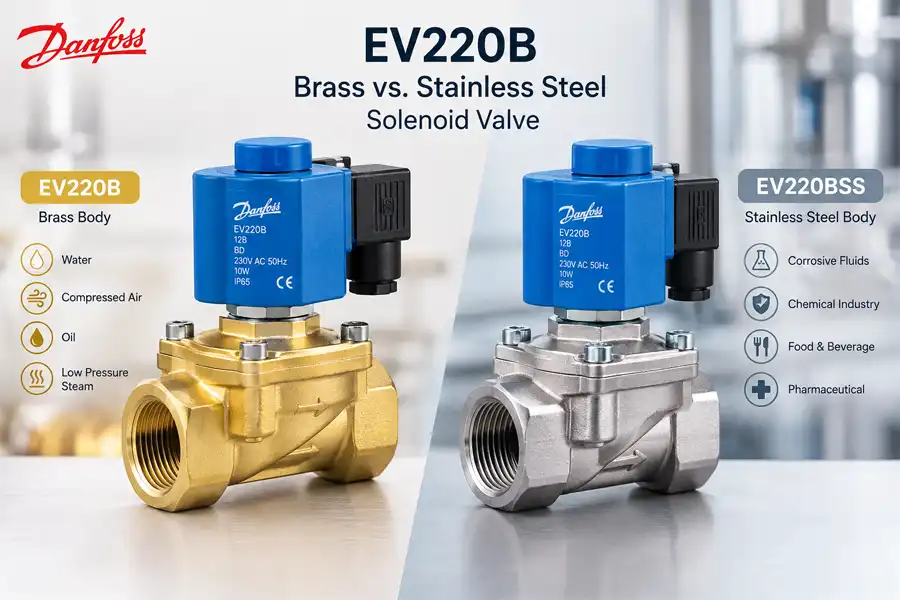 مقایسه شیر برقی دانفوس EV220B برنجی و استیل
